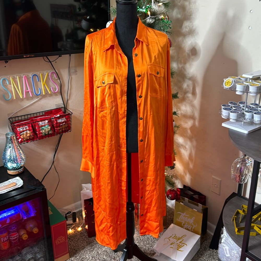 Nice Orange Shirt Dress/Cardigan